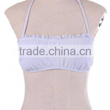 Whlolesale Hot Sale Monogrammed Seersucker Ruffle Bandeau Top photo-2