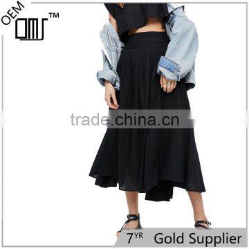 2017 OEM Irregular Black Umbrella-shaped High Waisted Maxi Skirt