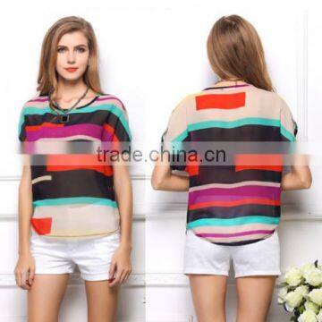 2017 Ladies Shirts Blouses Chiffon Women Short Sleeve Blouses photo-5