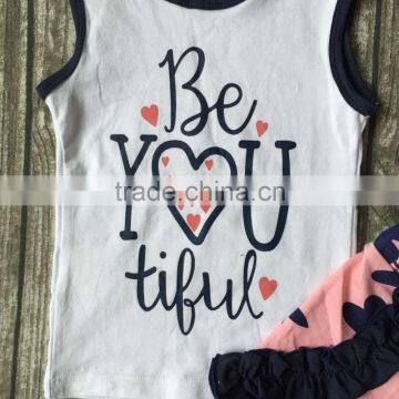 New Arrival Summer Baby Girls Clothes You Betiful Heart Cotton Floral Ruffles Boutique Short Kids Sleeveless Match Accessories photo-2