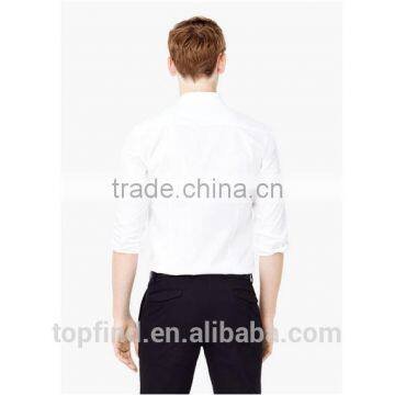 Classic Italian Essential White Color Slim-fit Men Shirt With Classic Collar photo-2