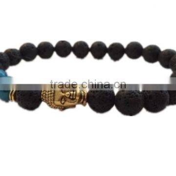 2015 fashion DIY black volcano stone Buddha Yu Ga Bracelet