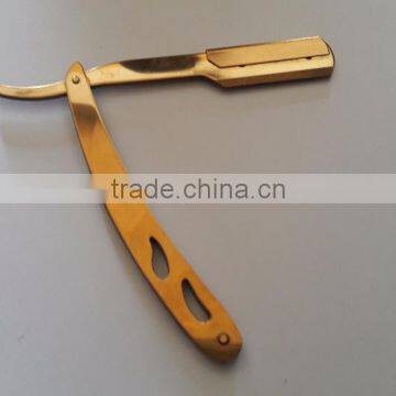 BARBER SALON CUT THROAT SWING LOCK STRAIGHT RAZOR high quality shiny gold shaving razor