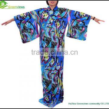 Wholesales Stock Satin Paisley Pattern Print Japanese traditional Pajamas ladies kinomo style clothes GVXF0008