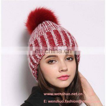 2016 Winter Two Colors Top Ball Crochet Hat photo-4