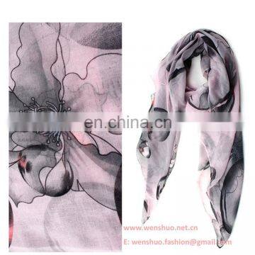 2016 Spring New Begonia Printed Voile Scarves With Sunblock photo-2