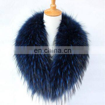 Large genuine raccoon fur collar dyeing fluffy fur shawl collar wholesale