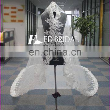 WA1201 Wholesale Elegant Wedding Accessory Lace With Comb One Layer 5m Wedding Veil photo-2