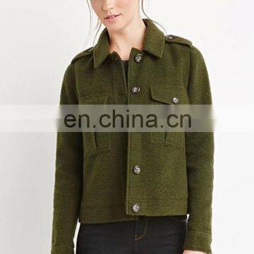 2014 Green Long Sleeve Cotton Coat