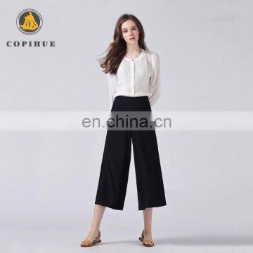 ISO 9001 Factory high-end black loose high waisted pants