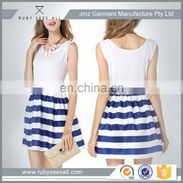 Fashion Tshirt Match Stripe Skirt Dress 2016 Summer Women Clothing 