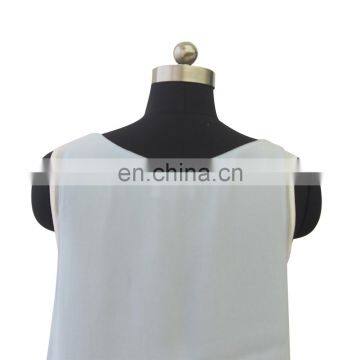 Summer Ladies Fashion High Quality Sleeveless Blue Chiffon Blouse photo-6