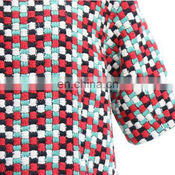 Women High Quality Fashion Middle Length Sleeve Wool Check Winter Dress photo-2