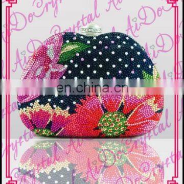 Aidocrystal diamond colorful apple shape flower pattern banquet bag/purse/clutch/handbag for lady party