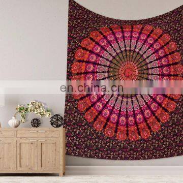 Indian 2017 Wall Hanging Hippie Maroon Mandala Tapestry Bohemian Bedspread Dorm Decor 95"X85" Inch