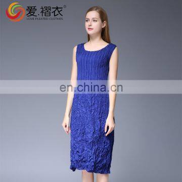 High quality women fashion factory price lady summer pleated dress sleeveless