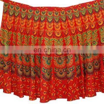 Motif Print Indian Handmade Sari Stylish Cotton Ladies Wrap Skirt for Summer