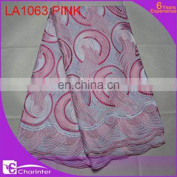 voile lace heavy lace african lace fabric swiss cotton voile lace cotton embroidery lace LA1063 pink