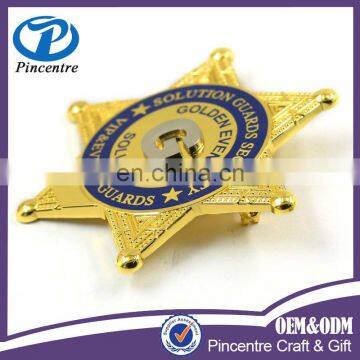 metal gold plated custom sheriff badge