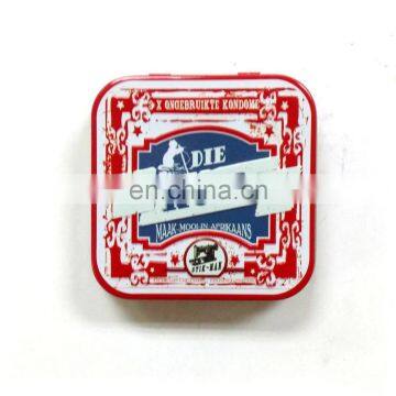 Red square earphone tin box