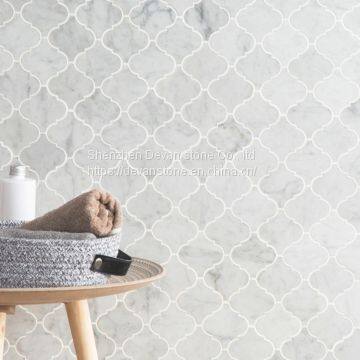 Carrara White Arabesque Lantern Shaped Mosaic Floor Tiles photo-2