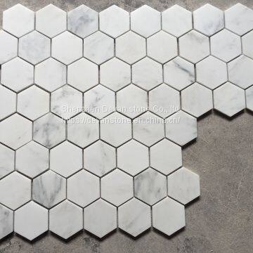 Oriental White Hexagon Marble Mosaic Floor Tiles Backsplash Mosaic photo-5
