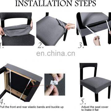 Stretch Spandex Jacquard Dining Chair Seat Cover Waterproof Removable and Washable Dustproof Dining Chair Cushion Seat Cover photo-4