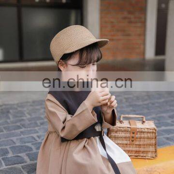 6537/England Style Fashion Kids Clothing Baby Girls' Casual Dresses Color Blocking Baby-doll Dress