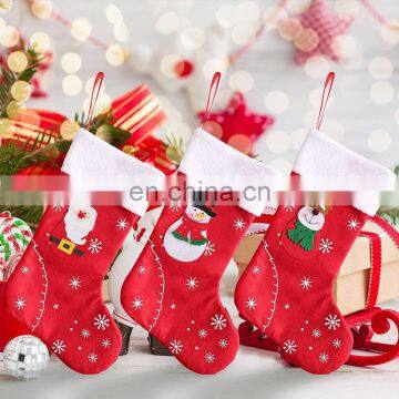 2019 Christmas Stockings Fabric Santa Claus Sock Gift Kids Candy Bag Snowman Deer Pocket Hanging Xmas Tree Ornament photo-2