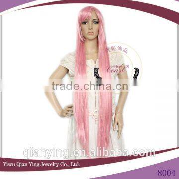 straight light pink extra long cosplay hair wig