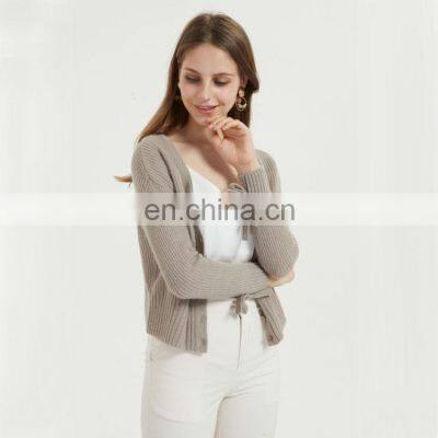 Designer Rib Knit Plus Size Thick V Neck Short Cardigan for Women Casual photo-2
