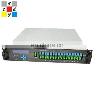 dual power supply 48V/110V/220V 1550nm pon optical fiber amplifier 16*21dbm with WDM 1550nm catv 16 port EDFA price