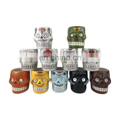 Colorful Day of The Dead halloween gift party ceramic skull home decoration supplies