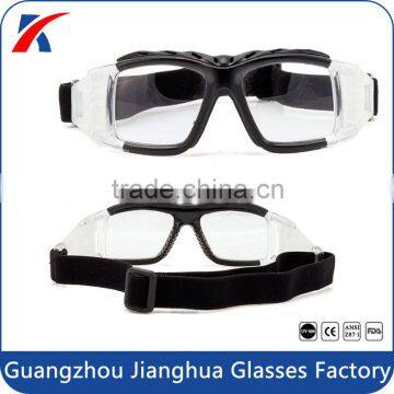 Premium black frame clear lens paintball glasses protective balistic basket soccer shooting with anti slip strap