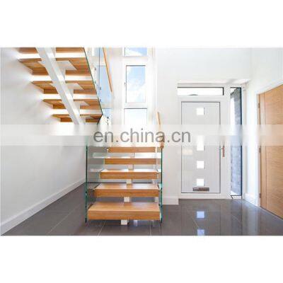 Modern stair floating straight stairs Interior staircases with Wood Tread