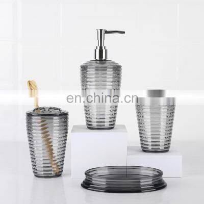 Fashion design transparent color plastic 4piece bathroom accessories set