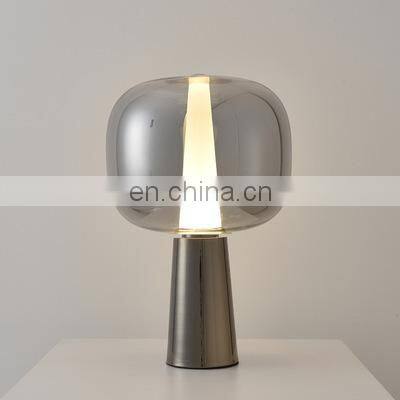 Chrome/Gold/Rose Gold Glass Table Light Post Modern Table Lamp Glass Bedside Night Lamp photo-2