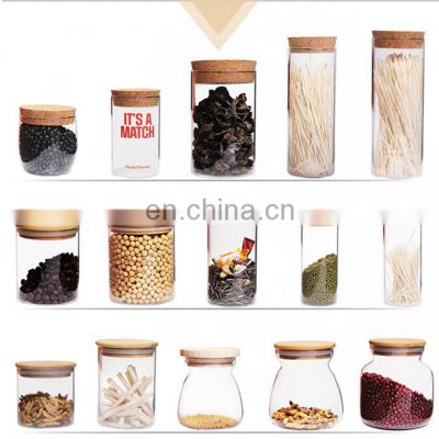 Eco Friendly Natural  Modern Simple Glass Containers  Reusable Borosilicate Glass Jar With Bamboo Lid