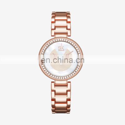 Shengke SK Timepieces Woman Watch In Black Rose gold Color Inserted Your Company Logo Inserted it Watches Factory