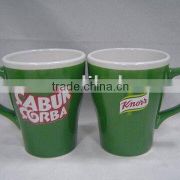 Ceramic green coffee and tea mug/cup with customized logo printing, promotion mug