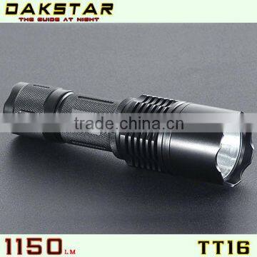 DAKSTAR TT16 LED 1150LM CREE XML T6 Superbright Police Rechargeable Emergency Aluminum Tactical 26650 Flashlight