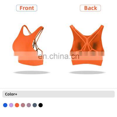 Oem High Impact Cross Back Sports Bras Women Long Line Shockproof Yoga Wrokout Tank Tops