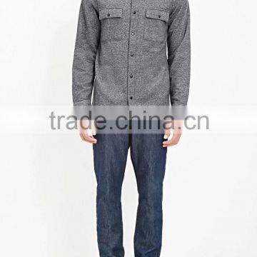 Cool Man Grey Thick Winter Warm Long Sleeve Button Down Shirts photo-4