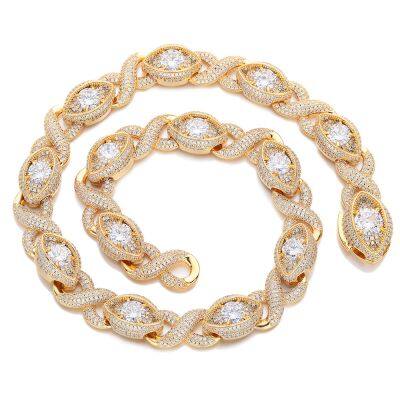 15 мм ошейник-чокер из цепочки с дизайном в форме глаз, модный кюбинский ошейник с искусственными кубиковыми циркониями в форме восьмерки и бесконечного глаза для женщин, ювелирное изделие высшего качества