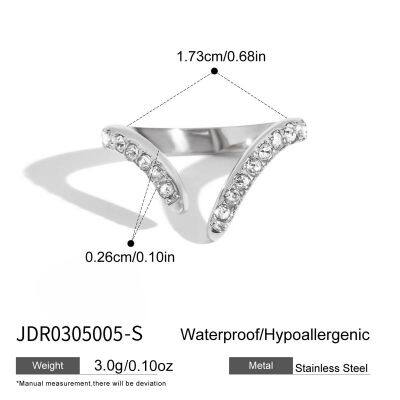 Stainless Steel Water Drop CZ Open Ring for Women Adjustable Gold Plated Statement Ring Waterproof Hypoallergenic Jewelry Wholesale