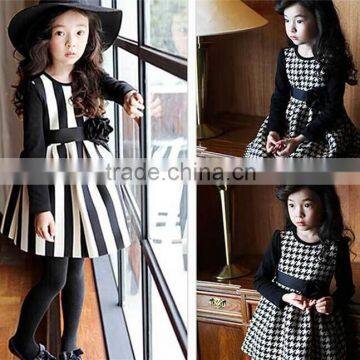 2015 High Grade Korean Stripe And Plaid Cotton Girls Spring Dress