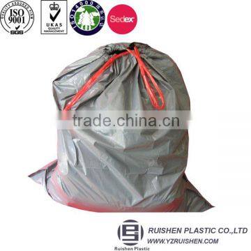 Recycle HDPE Drawstring Garbage Bags Black Color