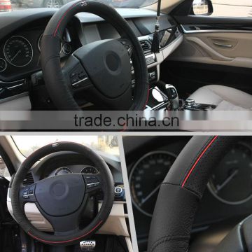 cool genuine leather 14 inch steering wheel cover