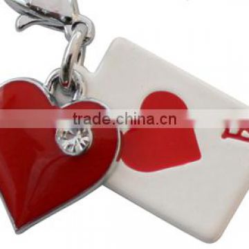 Red and white poker key chain Beautiful poker chip key chain Best-selling exquisite poker key chain