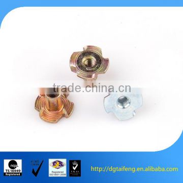 galvanized carbon steel four pronged furniture t nut